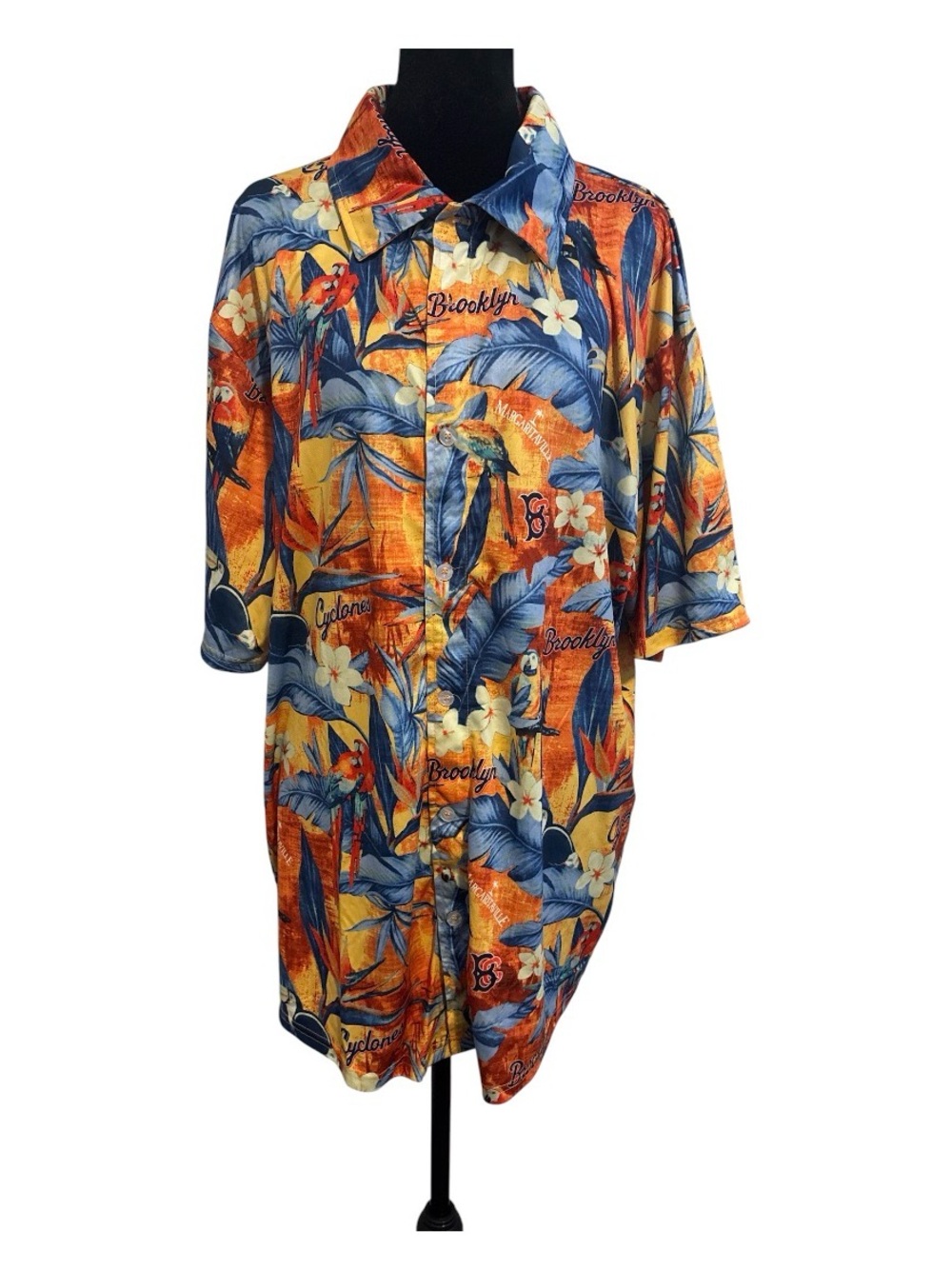 Y2K Margaritaville Tropical Hawaiian Resort Shirt Brooklyn Parrot Print Size XL